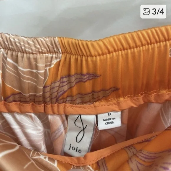 NWT Joie Orange and Purple Floral Pants - Picture 3 of 6
